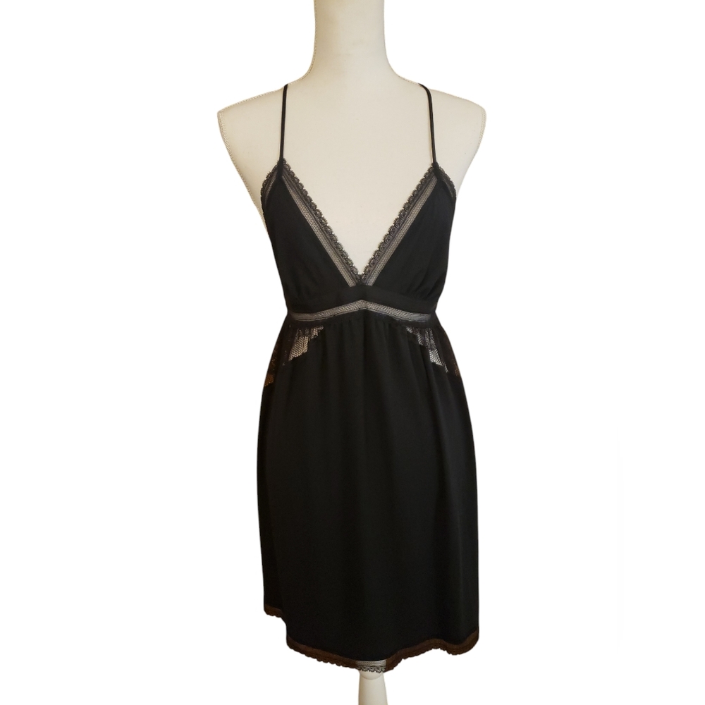 Victoria's Secret XL Babydoll Lingerie Lace Nightie Gown Slip Sheer Black Goth